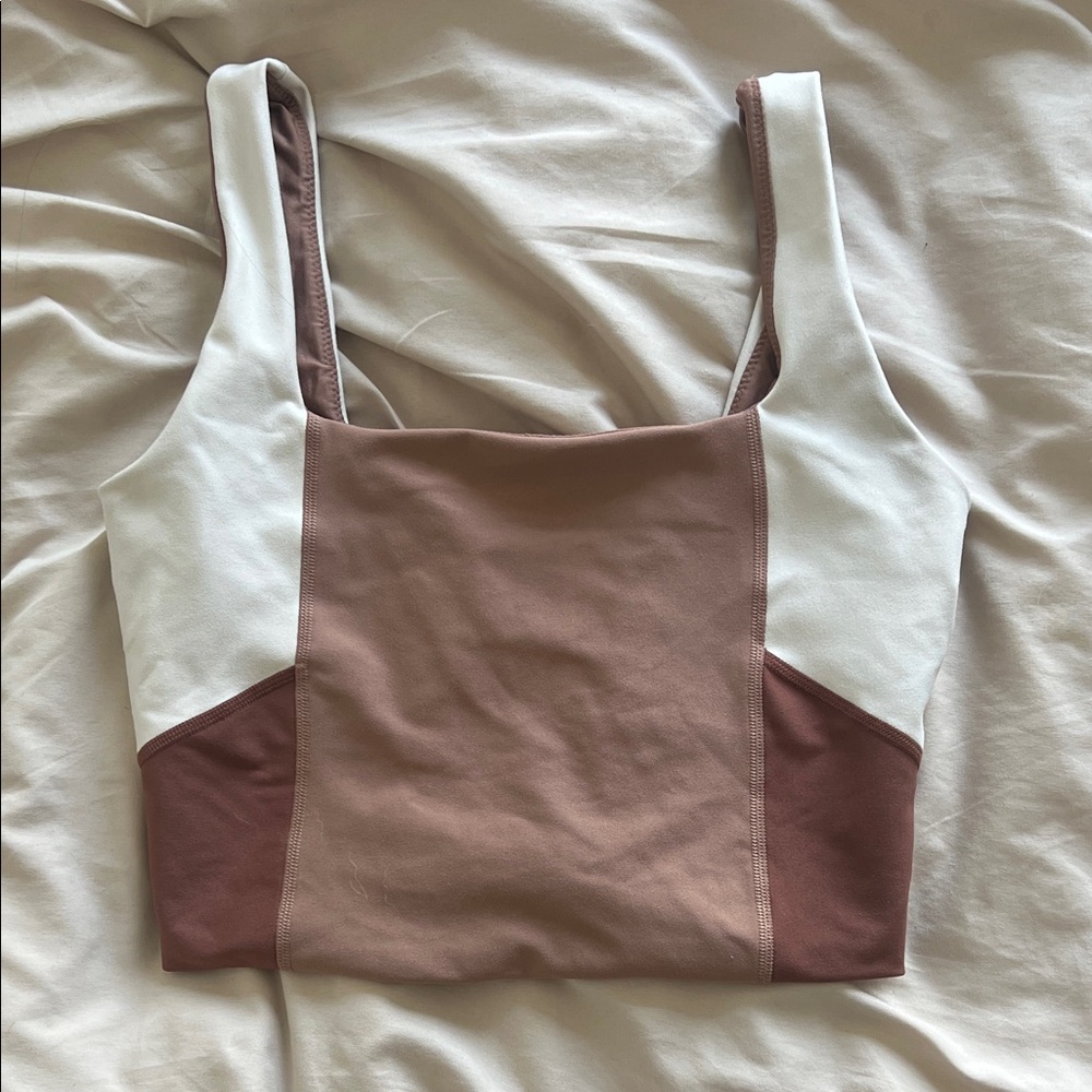 Abercrombie YPB Athletic Tank Top - Brown and White